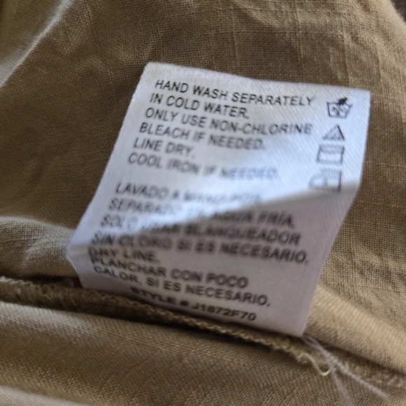 BILA 77 Ayala Pant Extra Wide Leg Palazzo Tan Elastic Waist 100% Rayon - Picture 10 of 12